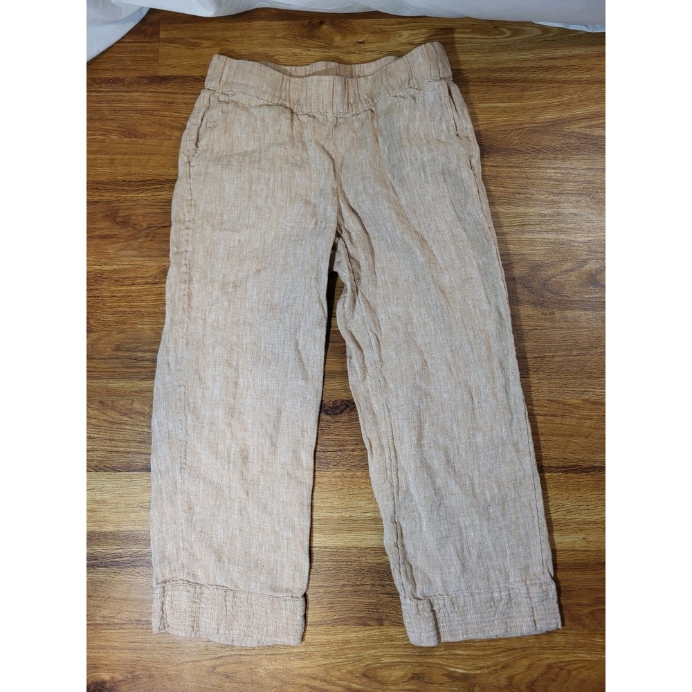 Pure Jill Linen Light Muted Orange Linen Cropped Pull On Pants size small
